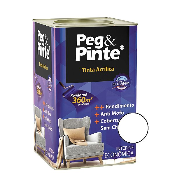 Tinta Acrílica Peg Pinte - Economica- Branco Fosco -18L-  Eucatex