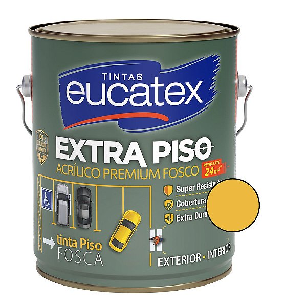 Tinta Acrílica Extra Piso Premium Fosco Amarelo Demarcação 3,6L - Eucatex