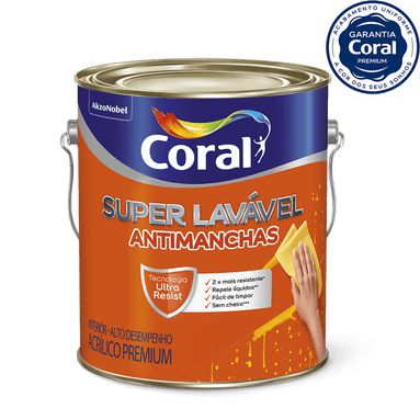 Tinta Acrílica Super Lavável Branco 3,6L -Coral