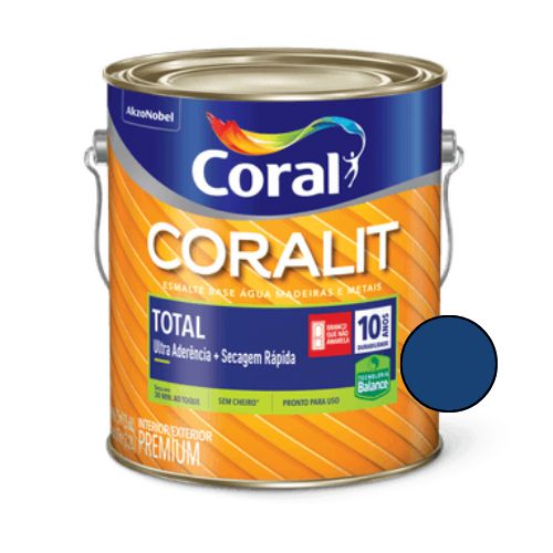 Esmalte base água Coralit Total Brilhante Azul del Rey 3,6l - Coral
