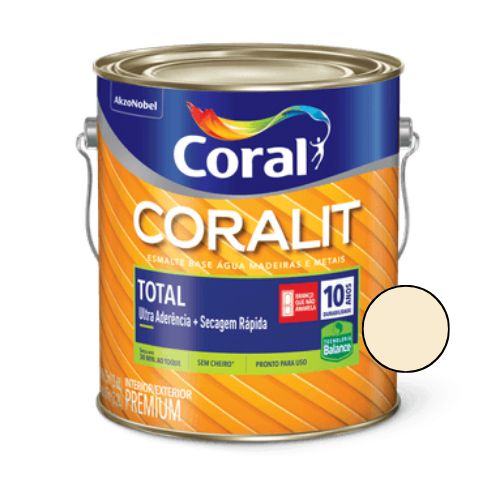 Esmalte base água Coralit Total Brilhante Marfim 900ml - Coral