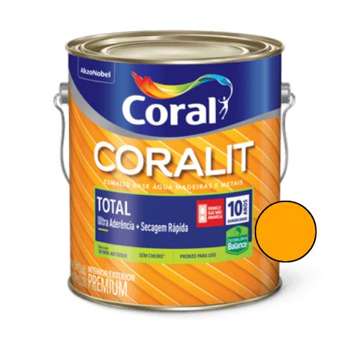 Esmalte base água Coralit Total Brilhante Amarelo 900ml - Coral
