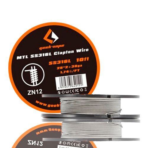 Fio Wire p/ Resistência MTL SS316L Clapton ZN12 - Geekvape