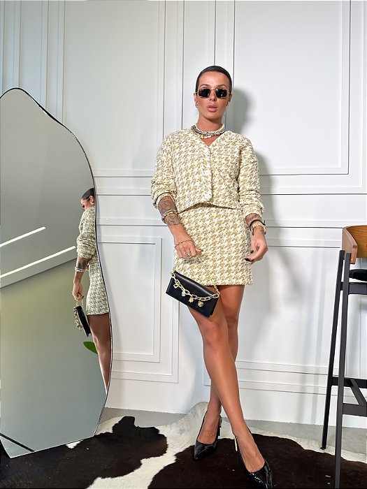 CONJUNTO JOICE TWEED ( CASACO E SAIA )