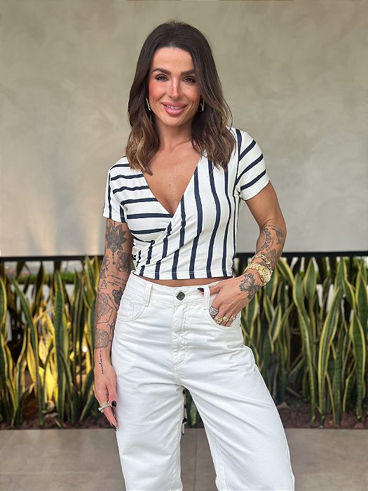 BLUSA MARIANA LISTRADA MARINHO