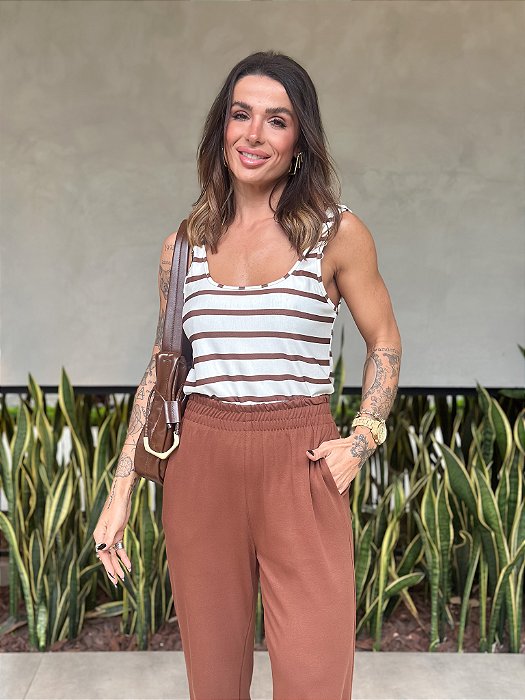 BLUSA SABRINA LISTR.MARROM