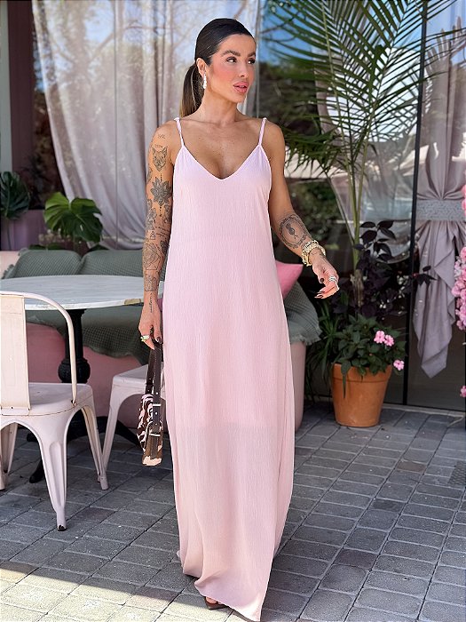 VESTIDO MELISSA MIDI ROSA ENVELHECIDO