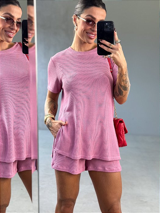 CONJUNTO BLUSA+SHORTS INARA ROSACONJUNTO BLUSA+SHORTS INARA ROSA