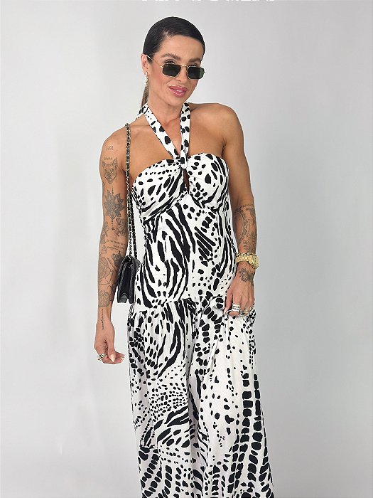 VESTIDO MARTA MIDI BRANCO ESTAMPADO