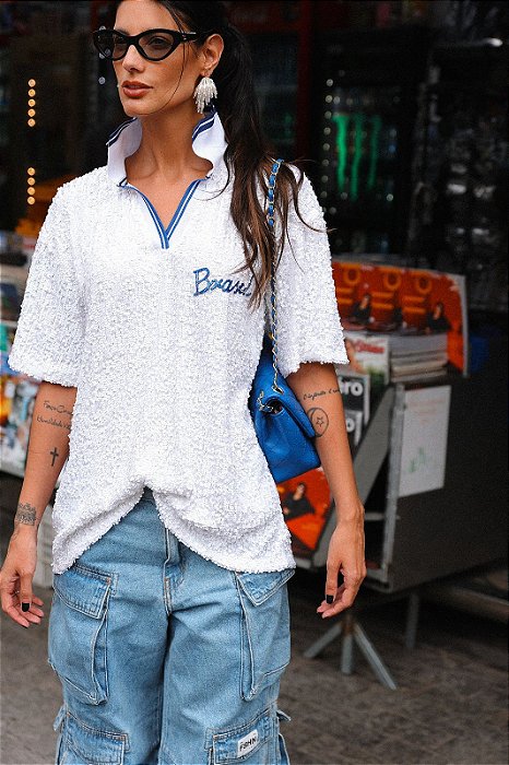 Blusa Paete Brasil Azul