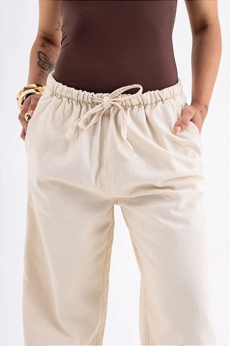 Calça cós elástico