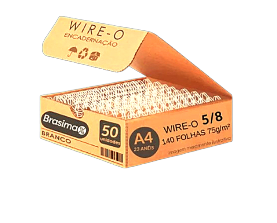 Wire-o Para Encadernação 2x1  A4 5/8  Branco Para 120 Fls  50 Un