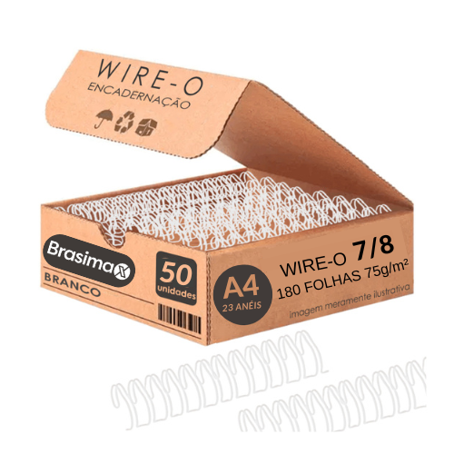 Wire-o Para Encadernação 2x1 A4 7/8 Branco Para 180Fls 50 Un