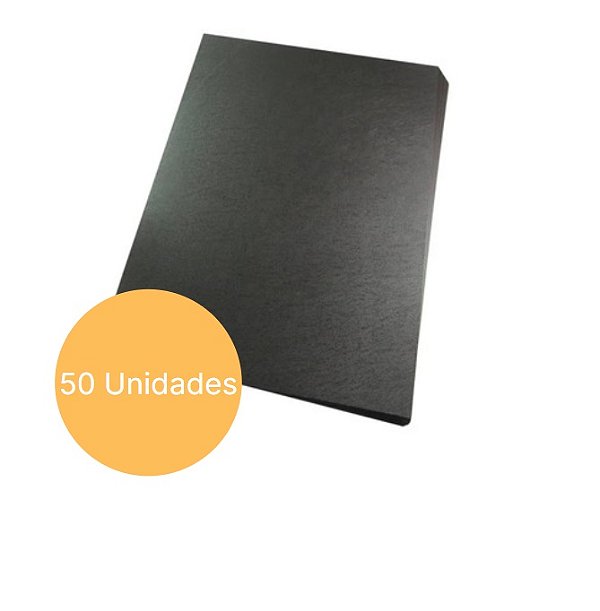 Capa para Encadernação  Preta Couro  PP A4- Pct c/50 Un