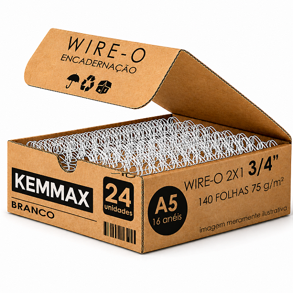 Wire-O 2x1 3/4 Branco A5 140 Folhas Encadernação Profissional