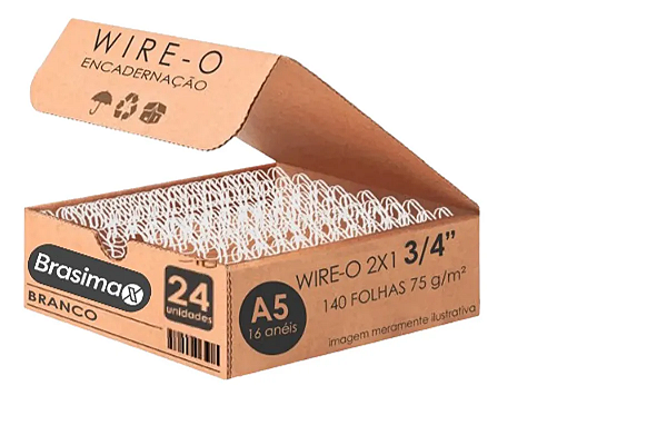 Wire-o Para Encadernação 2x1 A5 Branco 3/4 Para 140Fls 24 Un