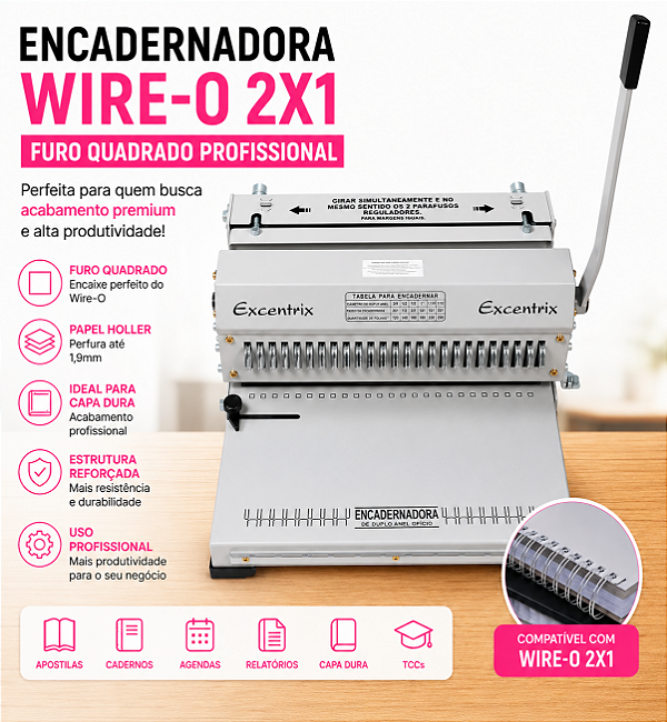 Encadernadora Perfuradora 2x1 Para Wire-o Excentrix