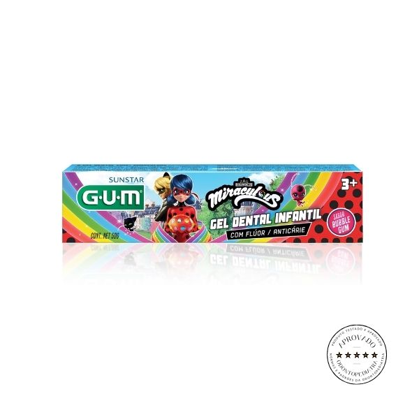 Pasta de Dente Infantil Miraculous Sabor Chiclete Com Flúor  50g