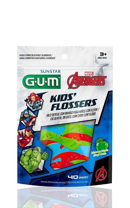 Flosser Avengers 40 unidades - Maça Verde - Fio dental de haste