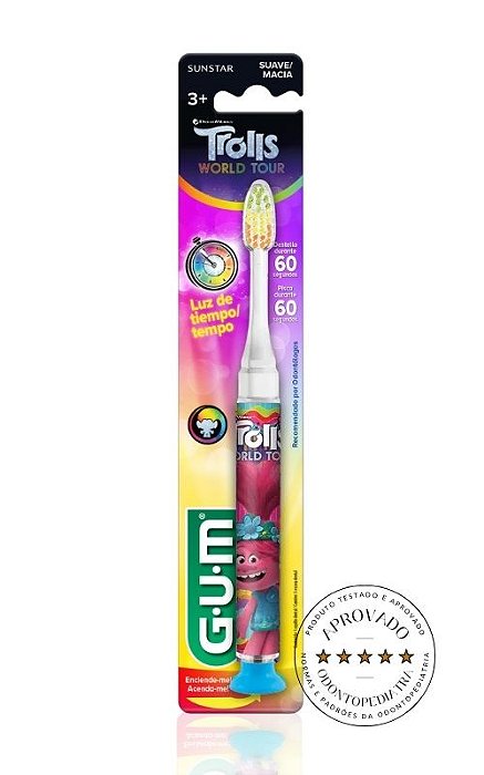 Escova Dental Trolls com Timer - Pisca por 60 segundos