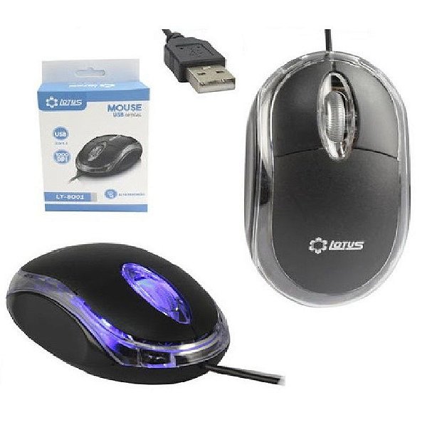 MOUSE USB 1000DPI PRETO - LOTUS