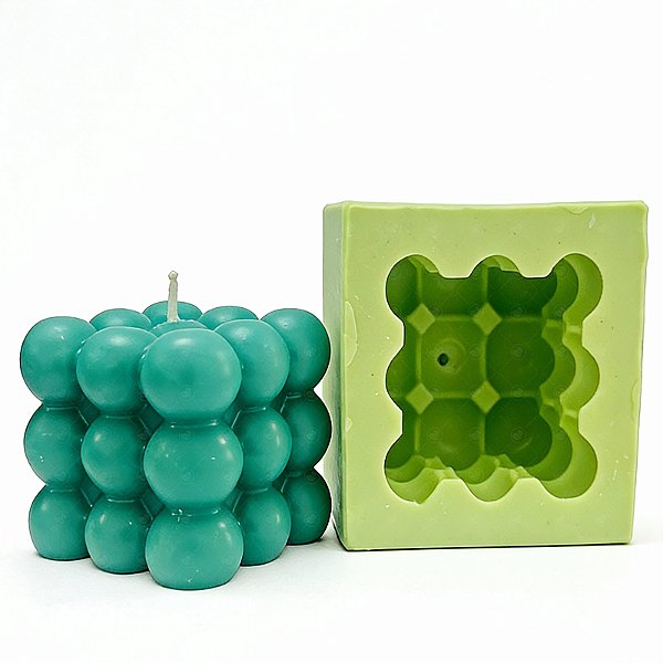 Molde de Silicone para Velas e Sabonetes Artesanais Cubo Bolinhas Grande