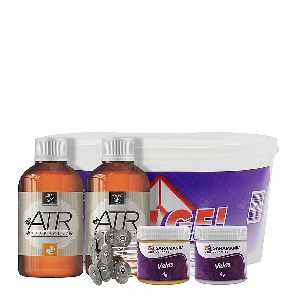 Combo Fabricação de Velas 1kg Parafina Gel + 2 Essências Óleo 100ml + 2 Corantes em Cintilante + 10 Pavios Parafinados