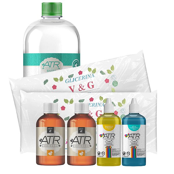 Combo Fabricação de Sabonetes 2kg Base Glicerinada VeG + 2 Essências 100ml + 2 Corantes Cosméticos 100ml + 1 Litro de Lauril