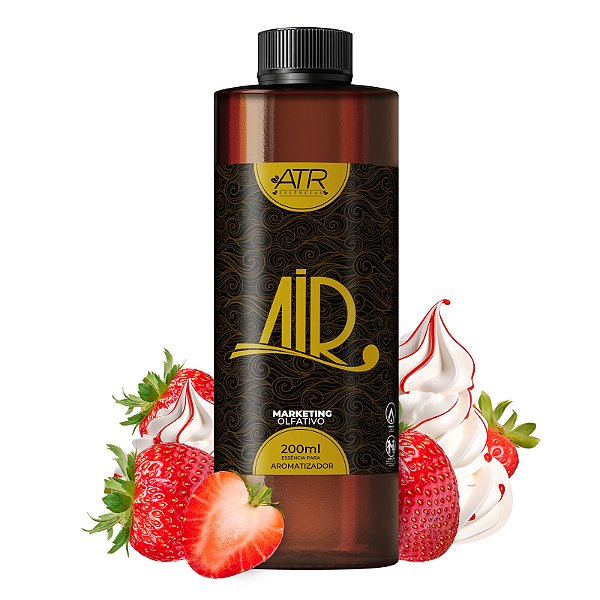 Essência Air Premium Vollmens Morango com Chantilly Refil para Aromatizadores Elétricos Profissionais 200ml
