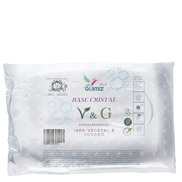 Base Cristal Glicerinada Vegetal e Vegana para Sabonetes Artesanais V e G - 500g