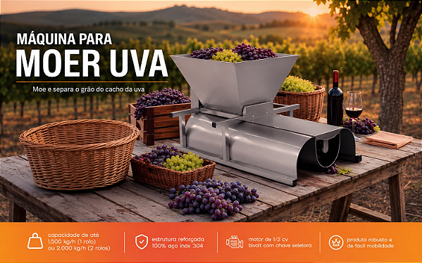 Maquina de moer uva - 01 Rolo