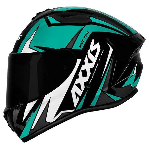 CAPACETE AXXIS DRAKEN VECTOR GLOSS BLACK TIFANY WHITE