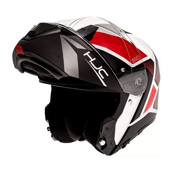 CAPACETE HJC I90 HOLLEN GRAFITE VERMELHO E PRETO