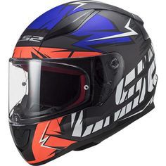 CAPACETE LS2 FF353 RAPID CROMO PRETO FOSCO/VERMELHO/AZUL