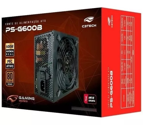 Fonte ATX C3TECH 700W [PS-G700M] PFC Ativo / 80 Plus
