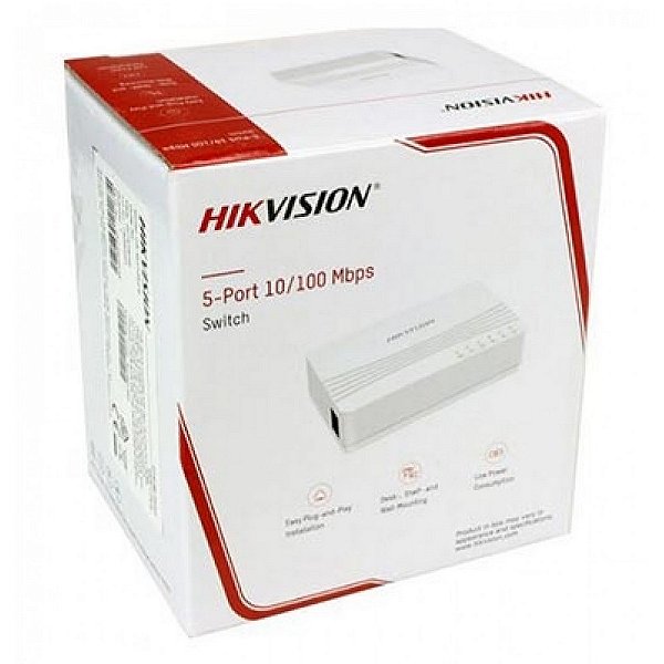 Switch 5 Portas Gigabit 10/100/1000 Rj45 Hikvision DS-3E0505D-E