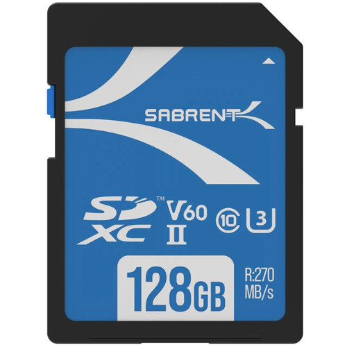 Cartão de memória SDXC Sabrent Rocket UHS-II de 128 GB V60