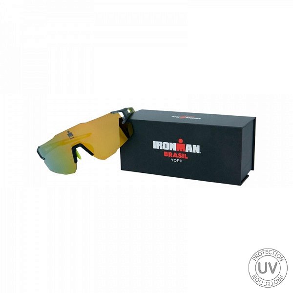 Óculos de Sol Yopp Performance IRONMAN BRASIL UV400 Mask IMB2.1 Amarelo+Cinza (Degradê)