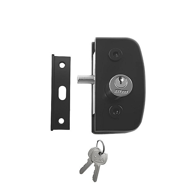 Fechadura 1520 + contra fechadura 1504A v/a para porta de vidro temperado blindex - Preto