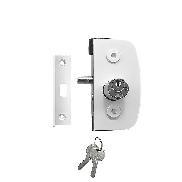 Fechadura 1520 + contra fechadura 1504A v/a para porta de vidro temperado blindex - Branco