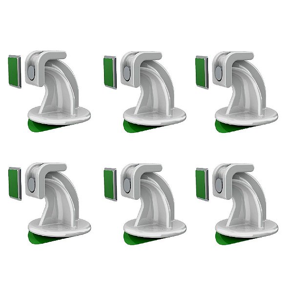 Prendedor de porta magnético adesivo para porta pivotante Branco - 6 unidades