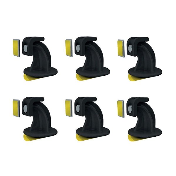 Prendedor de porta magnético adesivo para porta pivotante Preto - 6 unidades