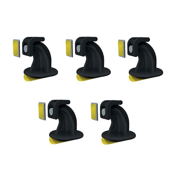 Prendedor de porta magnético adesivo para porta pivotante Preto - 5 unidades