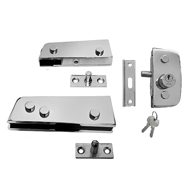 Kit porta pivotante para vidro temperado blindex v/a - Cromado