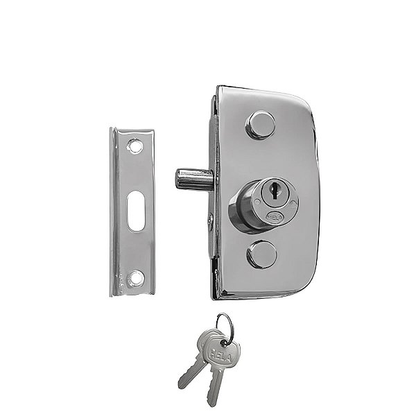 Fechadura 1520 + contra fechadura 1504A v/a para porta de vidro temperado blindex - Cromado