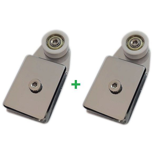 1126 - Roldana tipo carrinho modelo mini para vidro temperado blindex Cromado - 2 unidades