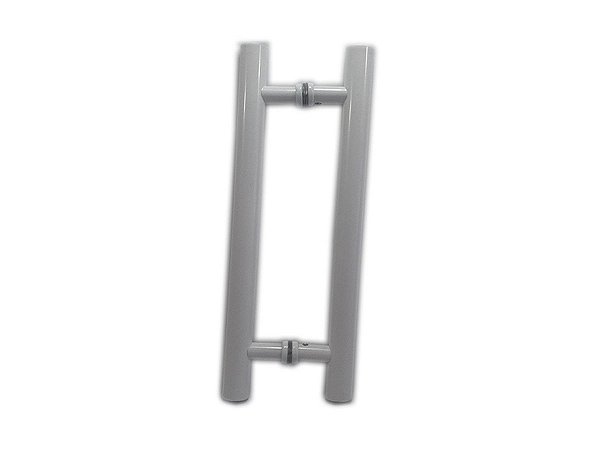 Puxador H duplo 40x30cm tubular p/ porta de vidro - Branco