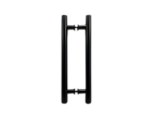 Puxador H duplo 40x30cm tubular p/ porta de vidro - Preto