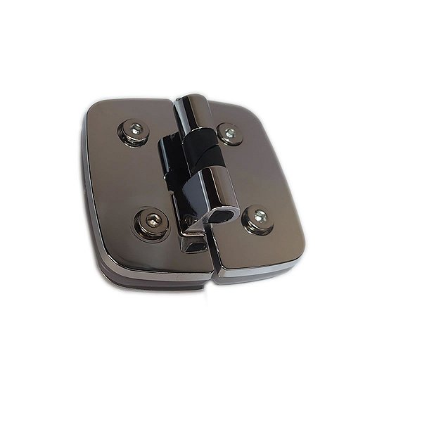 1129 - Dobradiça dupla automática v/v para porta de vidro temperado blindex Cromado