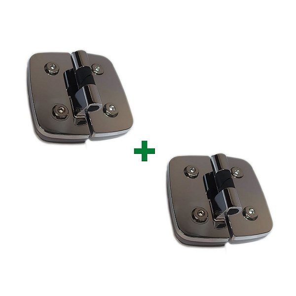 1129 - Dobradiça dupla automática v/v para porta de vidro temperado blindex Cromado - 2 unidades